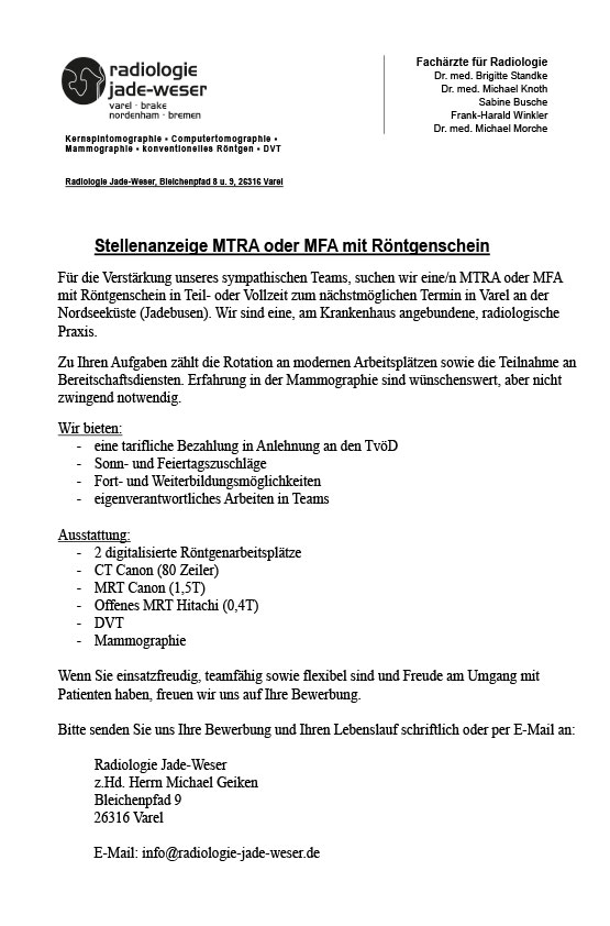 Stellenanzeige Varel